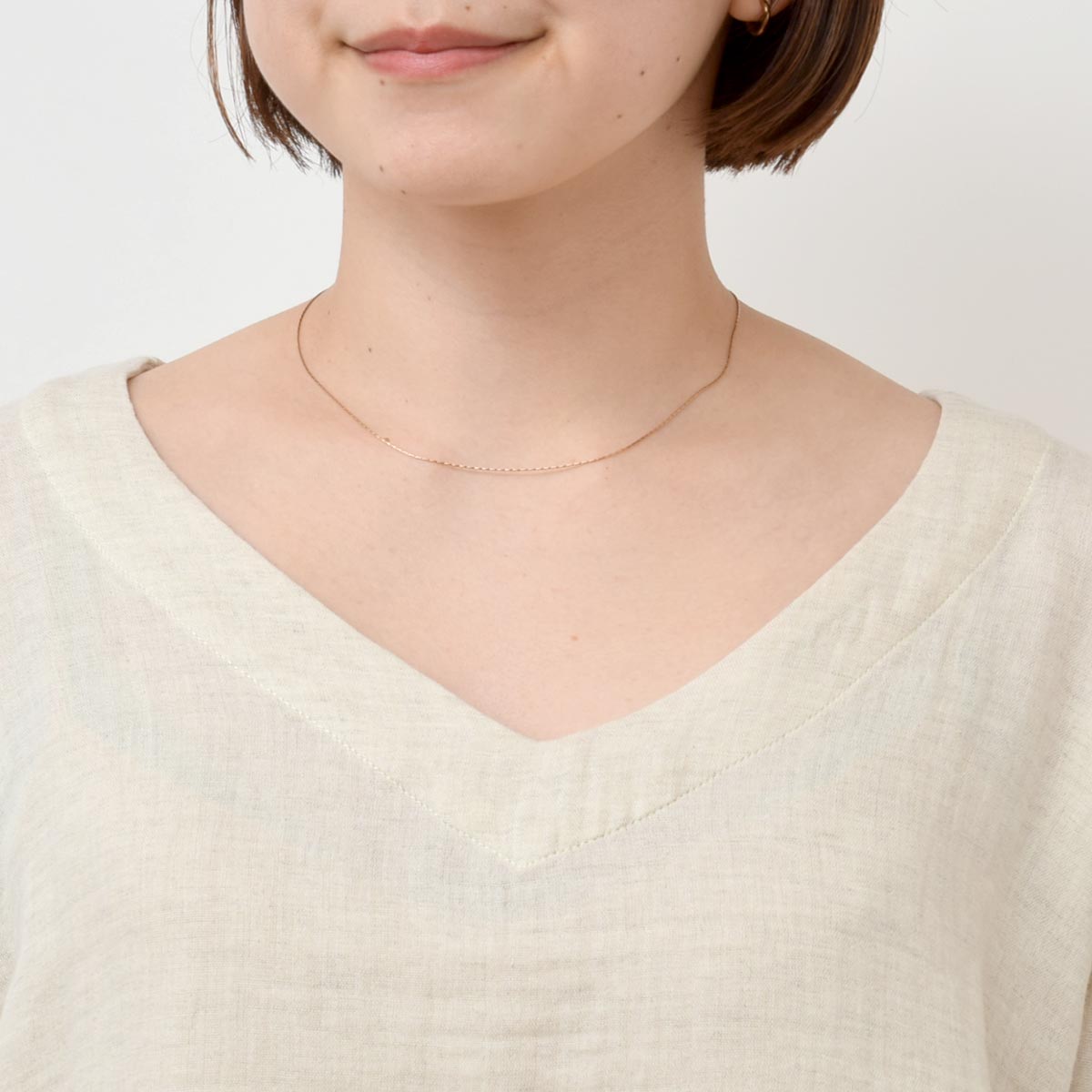 オーガニックコットン＆リネン ダブルガーゼシャツ（8分袖） M