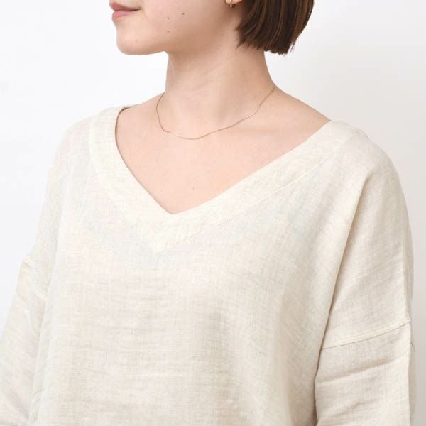 オーガニックコットン＆リネン ダブルガーゼシャツ（8分袖） M