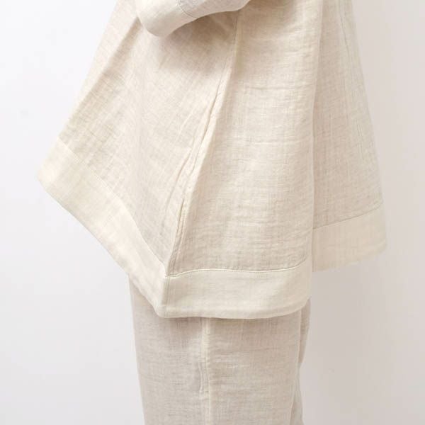 オーガニックコットン＆リネン ダブルガーゼシャツ（8分袖） M