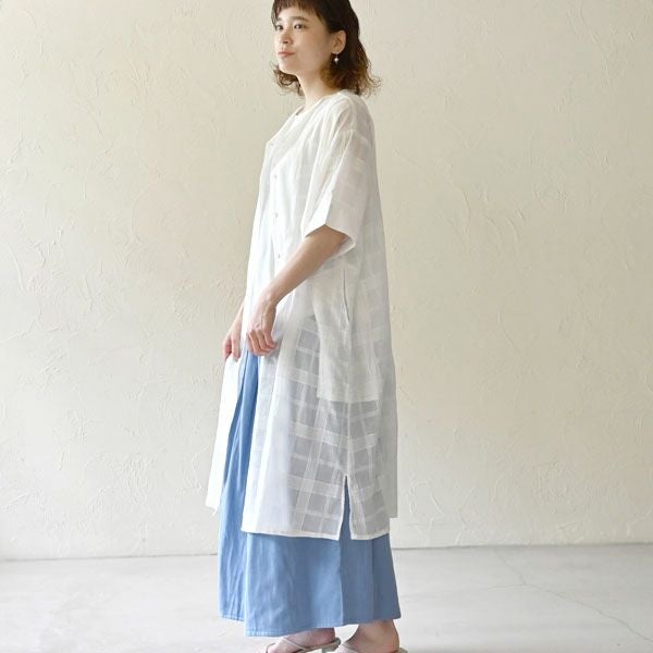 オーガニックコットン シアーチェックヒラリワンピース