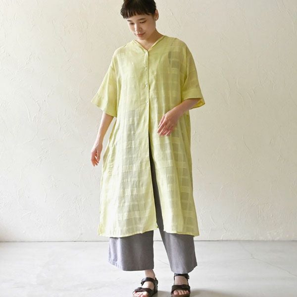 オーガニックコットン シアーチェックヒラリワンピース