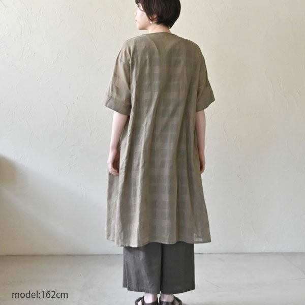 オーガニックコットン シアーチェックヒラリワンピース