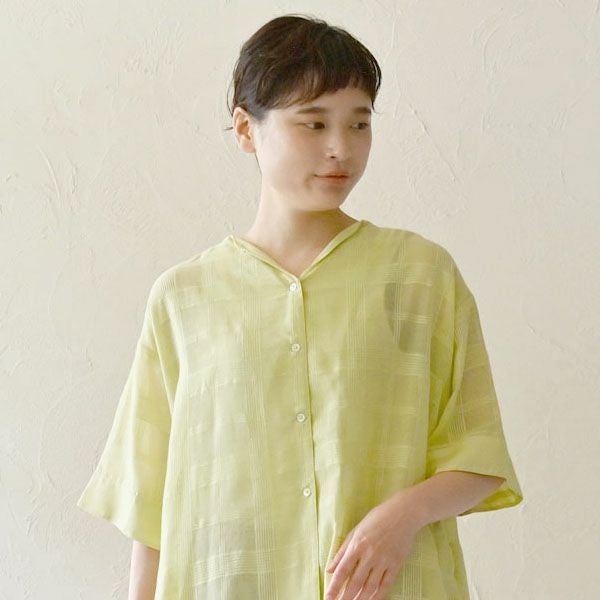 オーガニックコットン シアーチェックヒラリワンピース