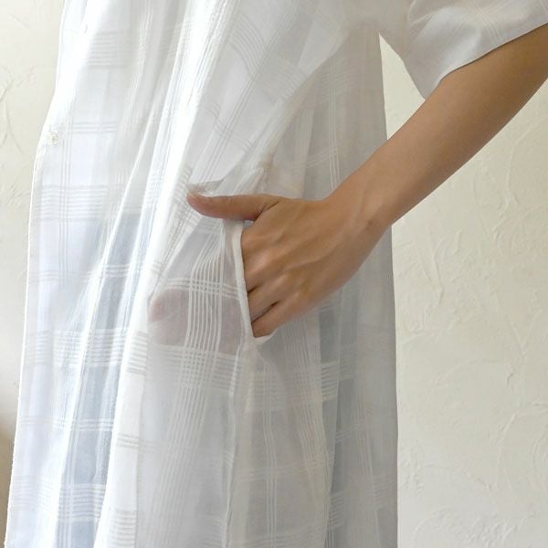 オーガニックコットン シアーチェックヒラリワンピース