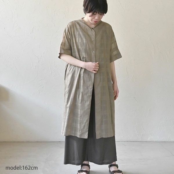 オーガニックコットン シアーチェックヒラリワンピース