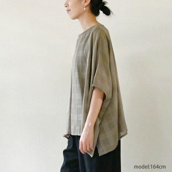 オーガニックコットン シアーチェックワイドトップス