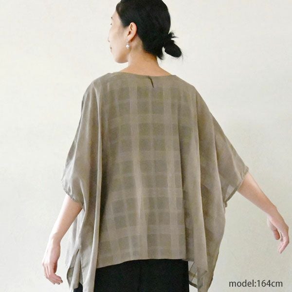 オーガニックコットン シアーチェックワイドトップス