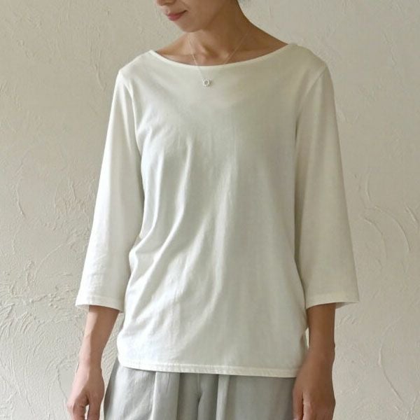 オーガニックコットン ボートネックトップ