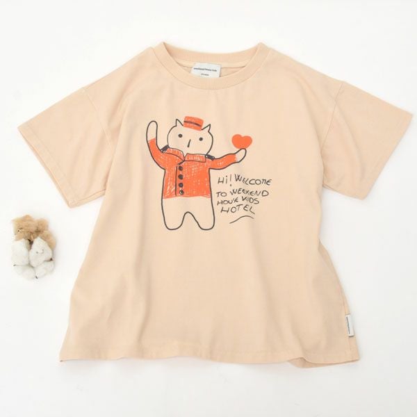 オーガニックコットン キッズ Tシャツ Red cat