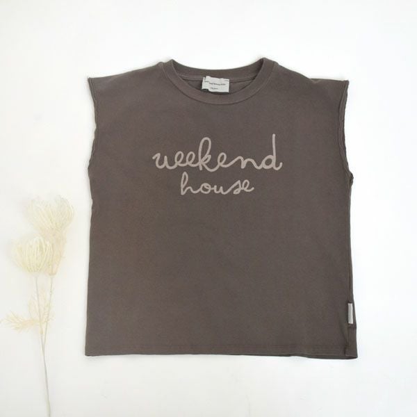 オーガニックコットン キッズ ノースリーブTシャツ Weekend logo