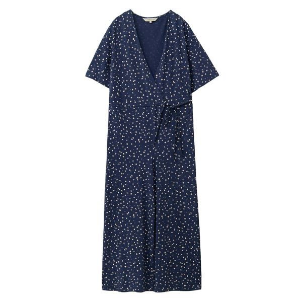 オーガニックコットン ストレッチリーフ柄プリントオールインワン