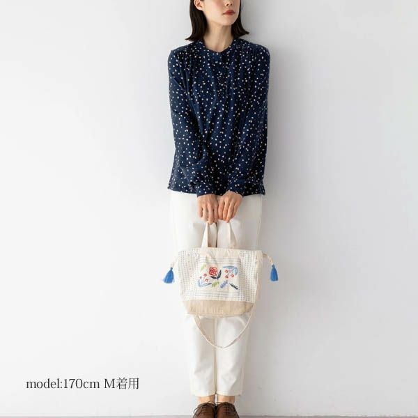 オーガニックコットン ストレッチリーフ柄プリントトップ