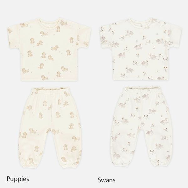 オーガニックコットン ベビー半袖Tシャツ&パンツ