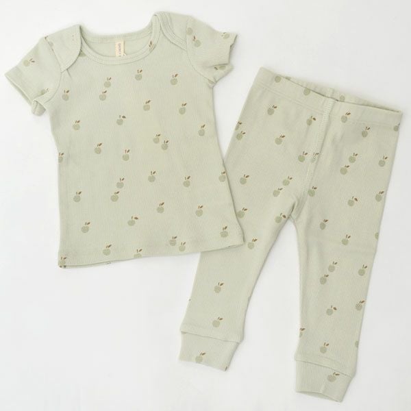 オーガニックコットン ベビーリブ半袖Tシャツ&レギンス