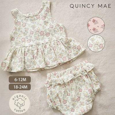 オーガニックコットン ベビーガーゼノースリーブペプラム＆ブルマ