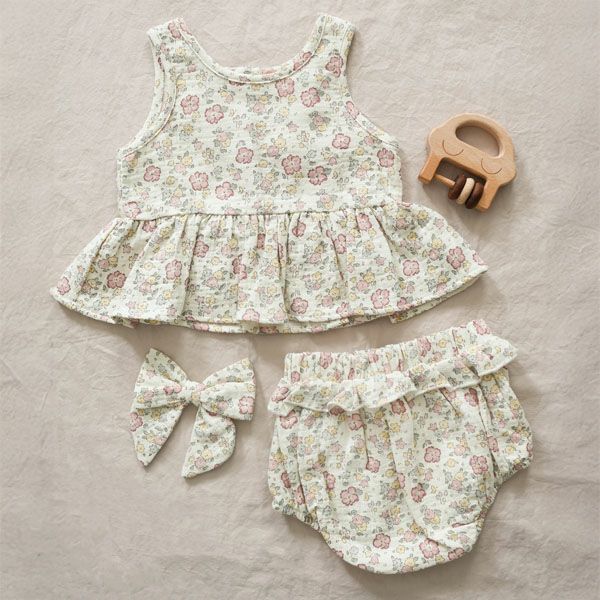 オーガニックコットン リボン ヘアクリップ