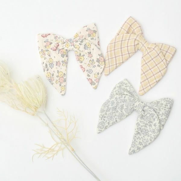 オーガニックコットン リボン ヘアクリップ