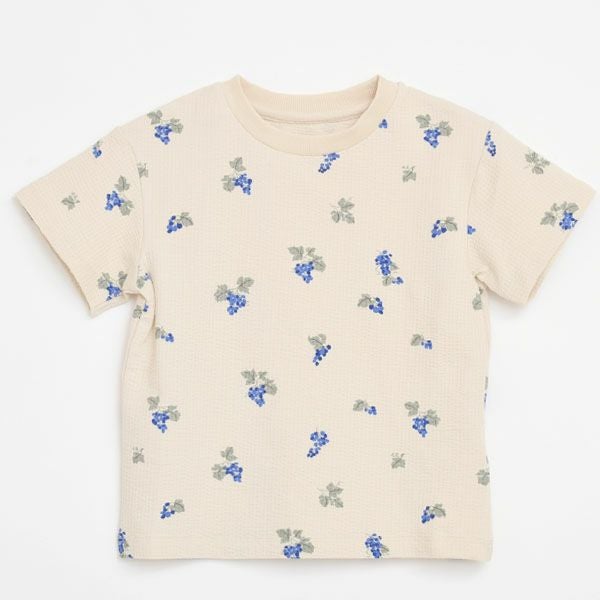 オーガニックコットン キッズ シアサッカー半袖TシャツGrapes