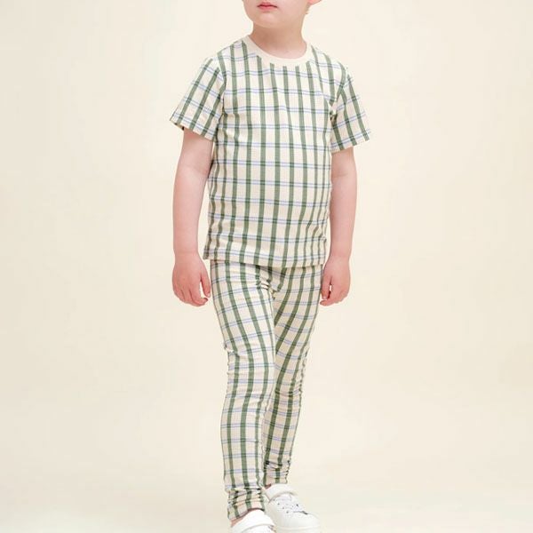 オーガニックコットン キッズ シアサッカー半袖TシャツLisboaStripe