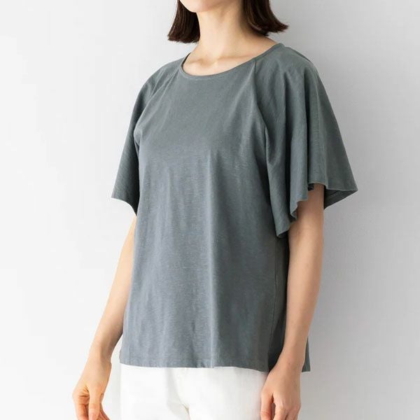 オーガニックコットン スラブフレアスリーブトップ