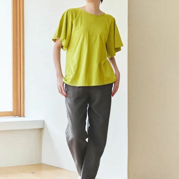 オーガニックコットン スラブフレアスリーブトップ