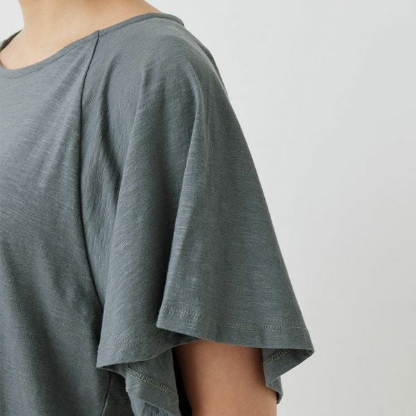 オーガニックコットン スラブフレアスリーブトップ