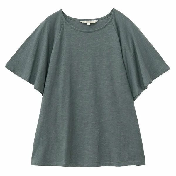 オーガニックコットン スラブフレアスリーブトップ