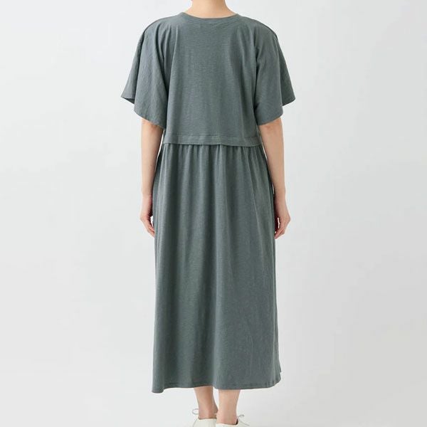 オーガニックコットン スラブフレアスリーブワンピース