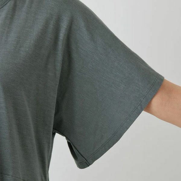 オーガニックコットン スラブフレアスリーブワンピース