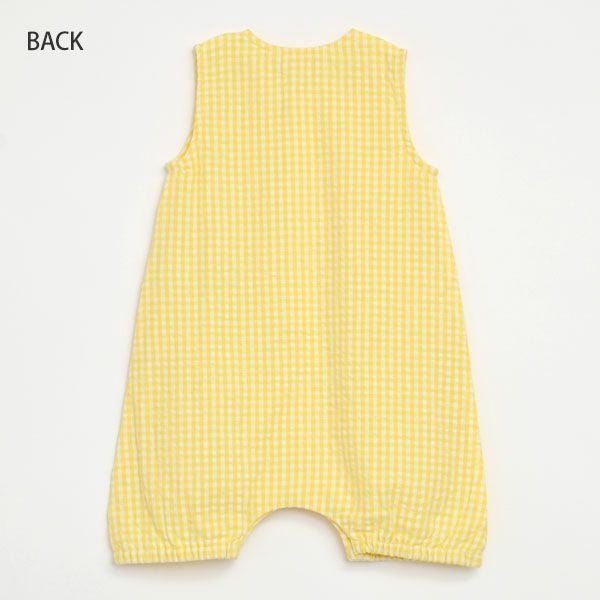 オーガニックコットンベビー シアサッカーチェック オールインワン