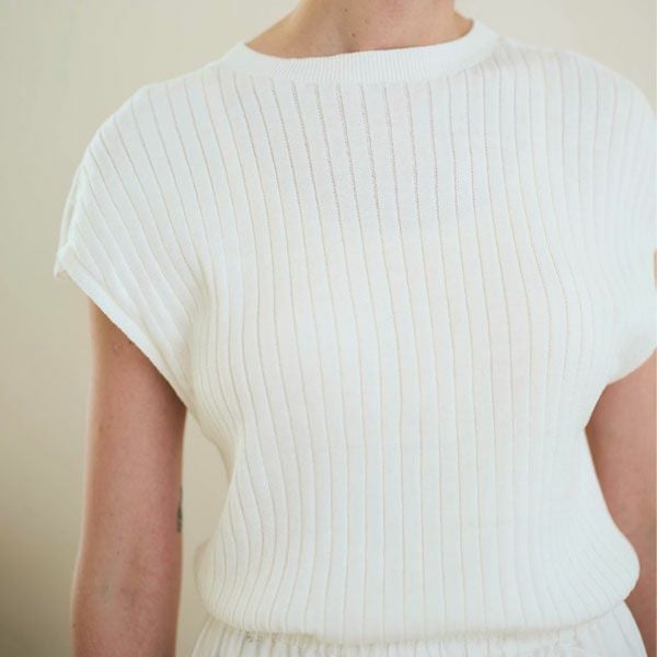 オーガニックコットン エアリーノースーブリブトップス