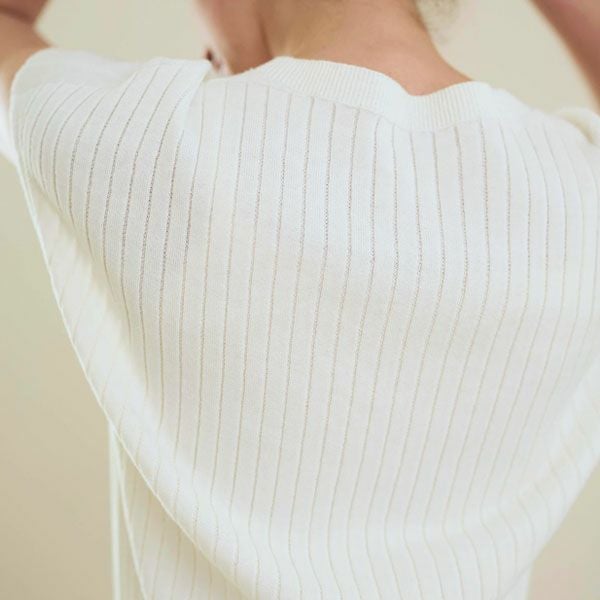 オーガニックコットン エアリーノースーブリブトップス