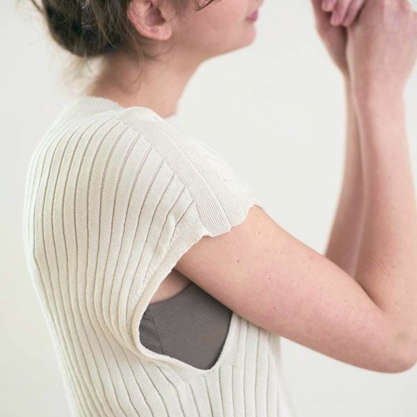 オーガニックコットン エアリーノースーブリブトップス