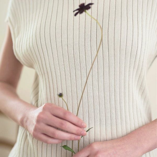 オーガニックコットン エアリーノースーブリブトップス