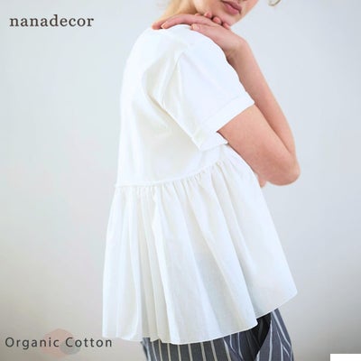 オーガニックコットン バックフリルコンビTシャツ