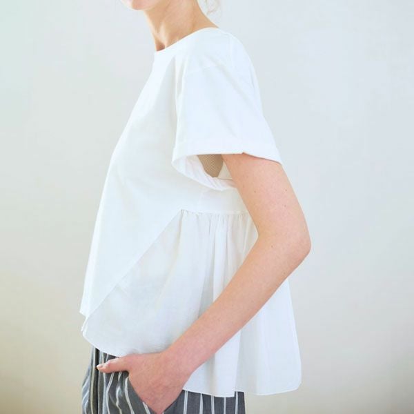 オーガニックコットン バックフリルコンビTシャツ