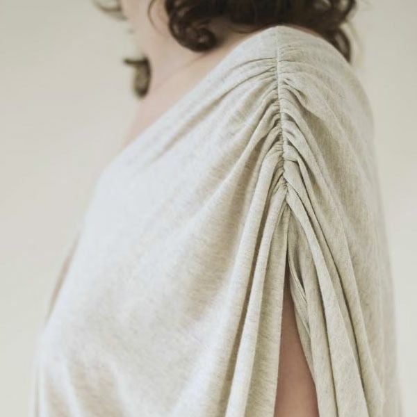 オーガニックコットン ファインニットVネックワイドトップス