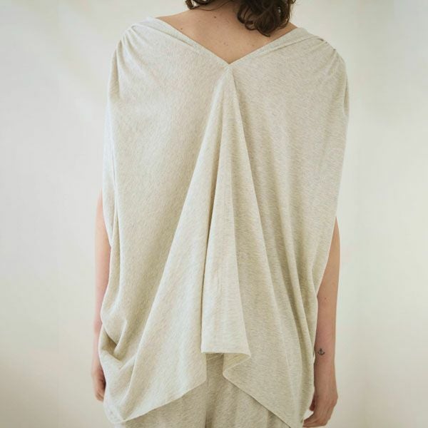 オーガニックコットン ファインニットVネックワイドトップス