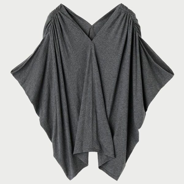 オーガニックコットン ファインニットVネックワイドトップス