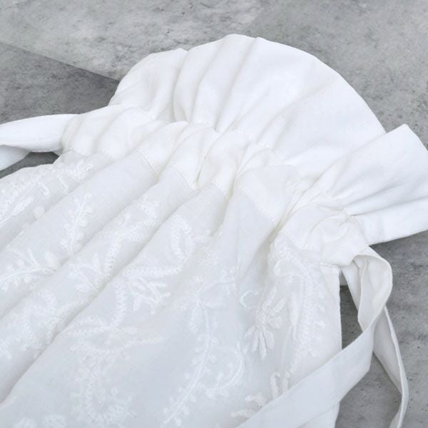 オーガニックコットン 手刺繍リボンサック