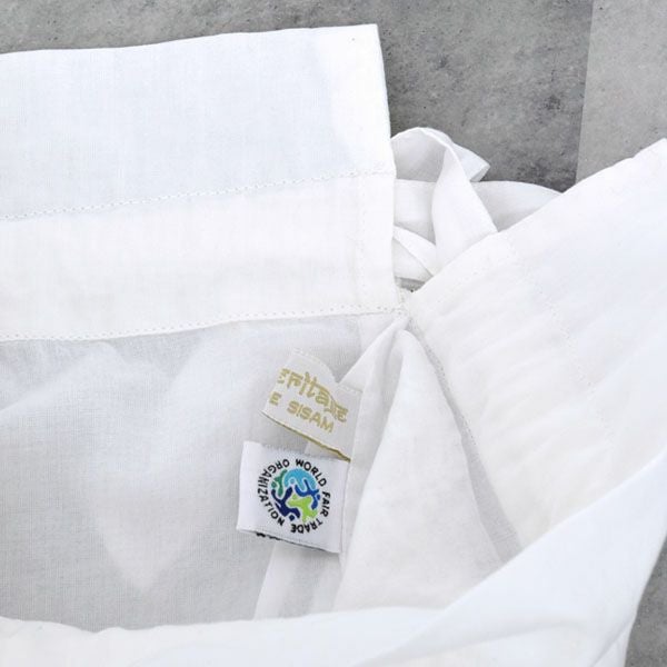オーガニックコットン 手刺繍リボンサック