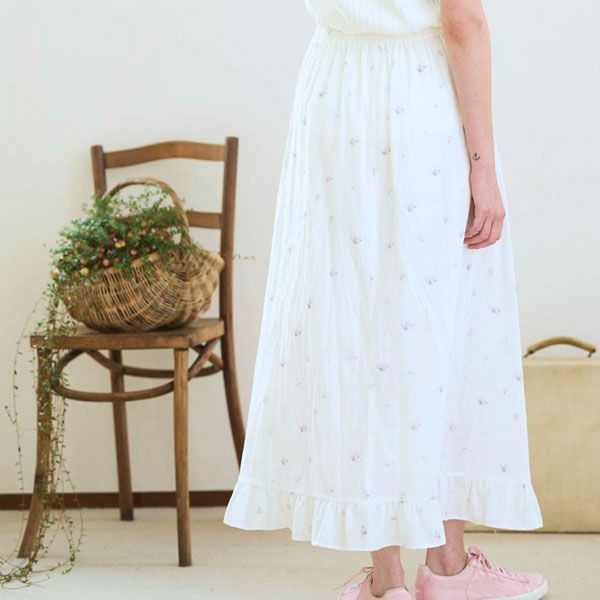 オーガニックコットン プチローズフリルスカート