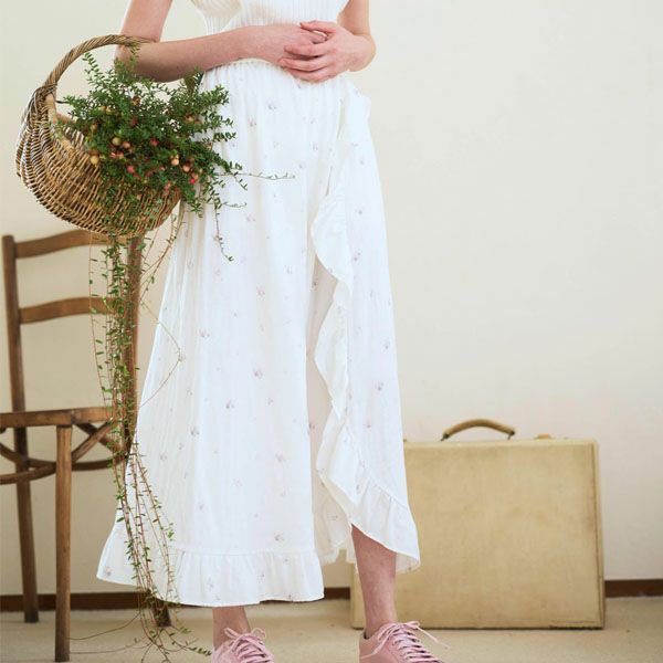 オーガニックコットン プチローズフリルスカート