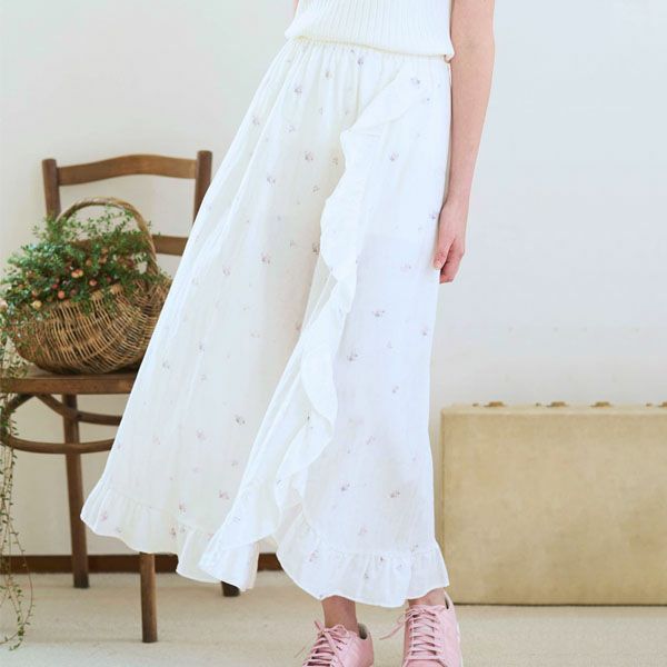 オーガニックコットン プチローズフリルスカート