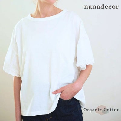 オーガニックコットン ライラックレースTシャツ