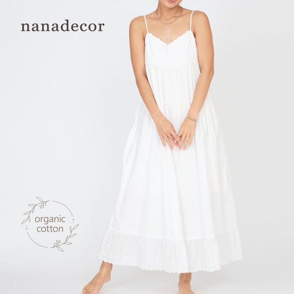 オーガニックコットン ライラックレースキャミドレス