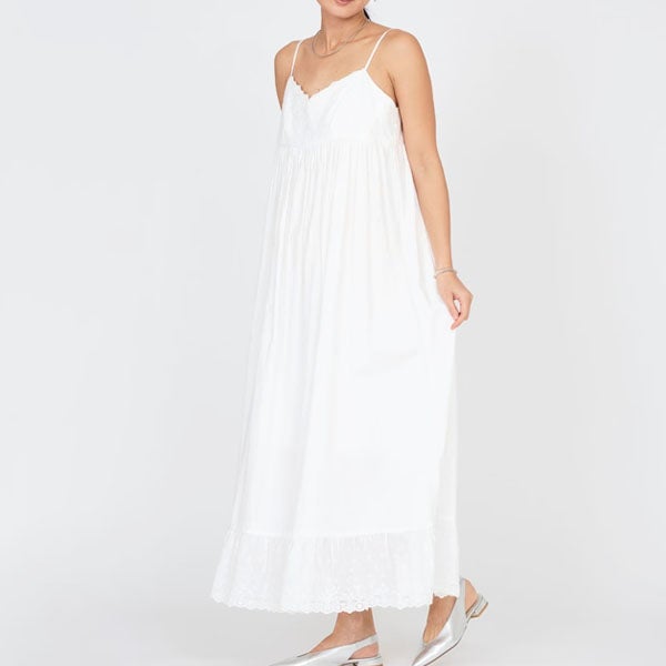 オーガニックコットン ライラックレースキャミドレス