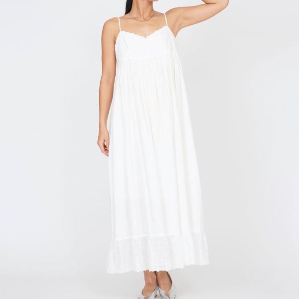 オーガニックコットン ライラックレースキャミドレス