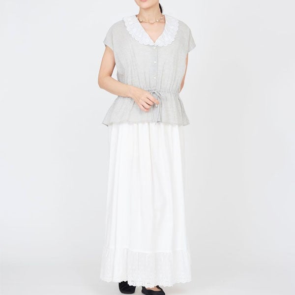 オーガニックコットン ライラックレースキャミドレス