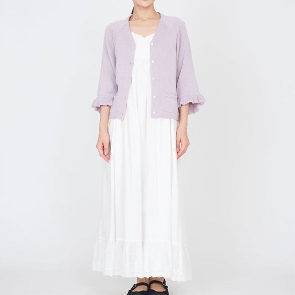 オーガニックコットン ライラックレースキャミドレス